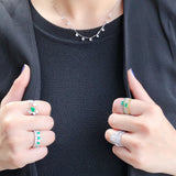 Alternating Emerald & Diamond Eternity Band