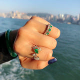 Alternating Emerald & Diamond Eternity Band