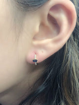 Mini Baguette Blue Sapphire & Diamond Huggie