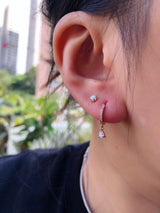 Pear Diamond Drop Charm Pavé Huggie