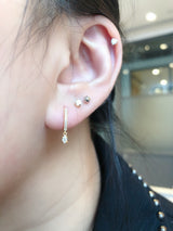 Oval Diamond Drop Charm Pavé Huggie