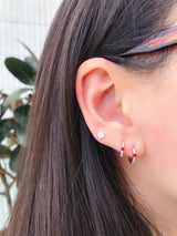 Princess Cut Ruby & Diamond Huggie Earrings