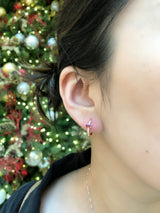 Baguette Ruby & Diamond Huggies