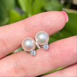 Akoya Pearl and Diamond Stud Earrings