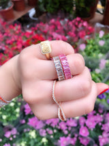 Aquamarine Emerald Cut 3/4 Ring