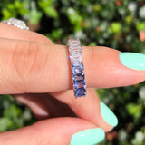 Signature Yin Yang Rainbow Sapphire And Diamond Emerald Cut Eternity Ring