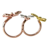 Multi-Gem Butterfly Trio Two Finger Ring