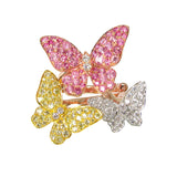 Multi-Gem Butterfly Trio Two Finger Ring