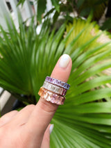 Signature Yin Yang Rainbow Sapphire And Diamond Emerald Cut Eternity Ring