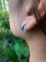 Black Marquise Cut Diamond Hoop Earrings