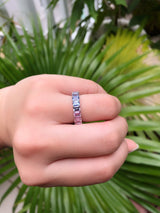 Mini Rainbow Sapphire Emerald Cut Eternity Ring