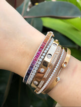 Princess Cut Rainbow Sapphire & Diamond Bangle