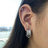 Six Row Pavé Diamond Huggie Earrings