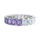 Signature Yin Yang Rainbow Sapphire And Diamond Emerald Cut Eternity Ring