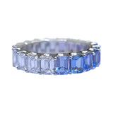 Signature Yin Yang Rainbow Sapphire And Diamond Emerald Cut Eternity Ring