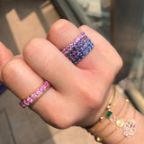 Custom Ombre Pink Sapphire Ring With Calligraphy Carving