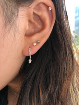 Kite Diamond Drop Charm Pavé Huggie