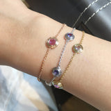 Rose Cut Pink Sapphire & Diamond Bracelet