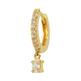 Oval Diamond Drop Charm Pavé Huggie