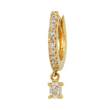 Oval Diamond Drop Charm Pavé Huggie