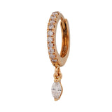 Marquise Diamond Drop Charm Pavé Huggie