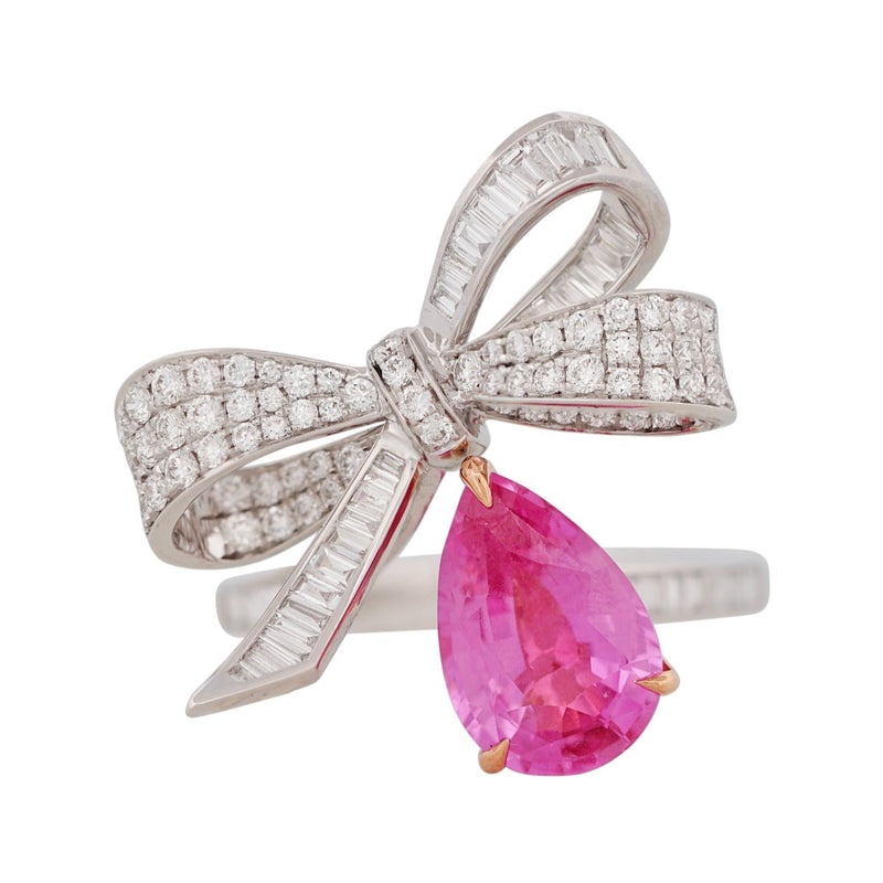 Pink Sapphire & Diamond Ribbon Ring