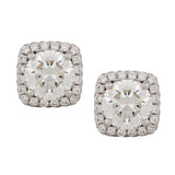 Cushion Halo Double Edged Halo Diamond Earrings