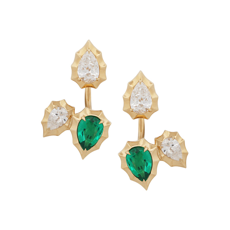 Emerald & Diamond Vine Earrings