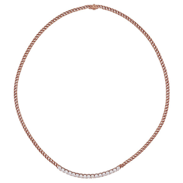 Diamond Line & Cuban Link Necklace