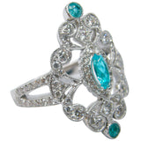 Signature Paraiba And Diamond Antique Style Ring