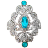 Signature Paraiba And Diamond Antique Style Ring