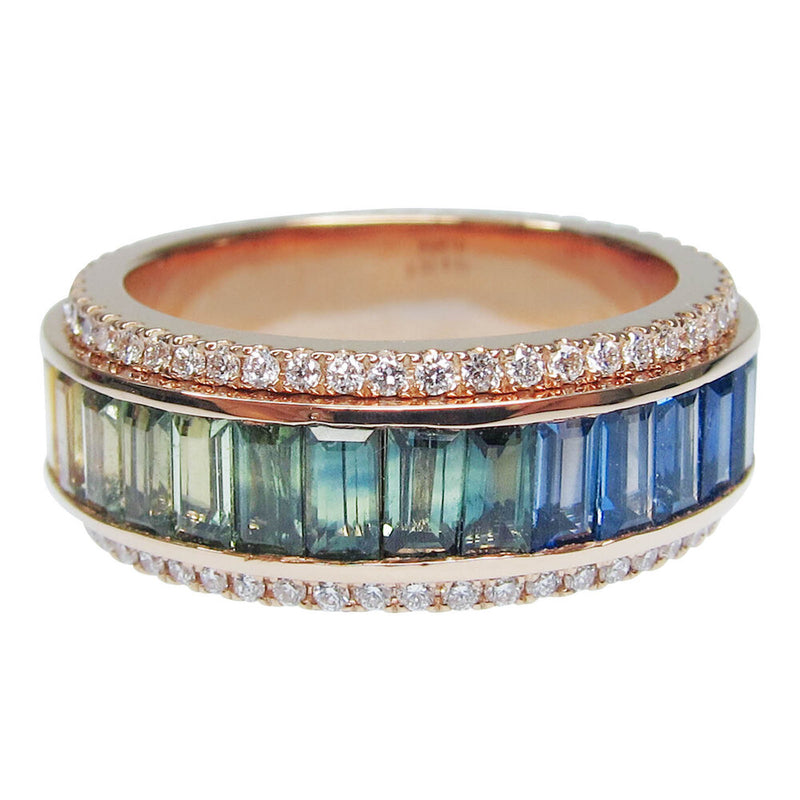 Signature Rainbow Sapphire & Diamond Spinner Ring