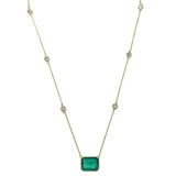 Bezel-set Emerald Solitaire Necklace With Diamonds By The Yard Chain