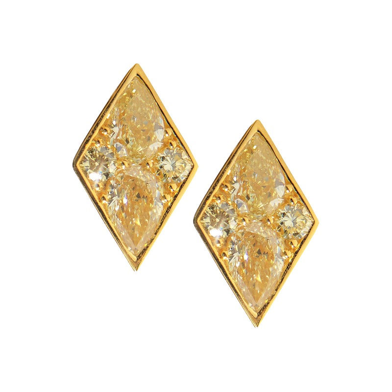 Kite Shape Yellow Diamond Earrings