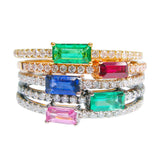 Ruby & Diamond Baguette Stack Ring