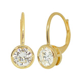 Bezel Set Diamond Solitaire Drop Earrings