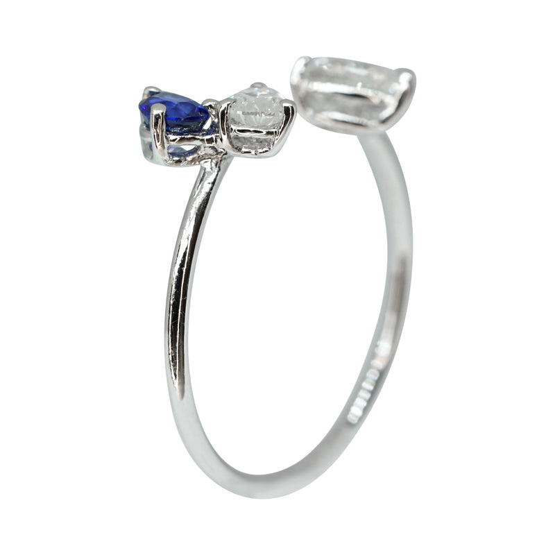 Mini Blue Sapphire & Diamond Vine Ring