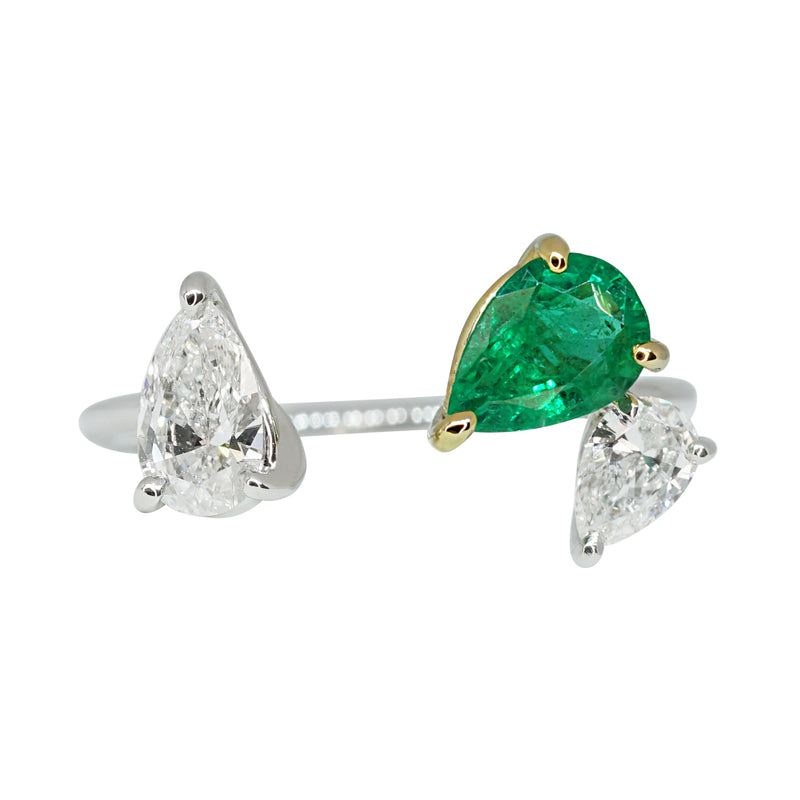 Mini Emerald & Diamond Vine Ring