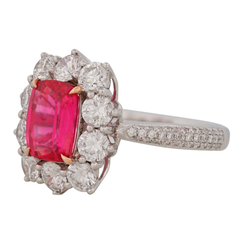 Neon Red Spinel & Diamond Ring