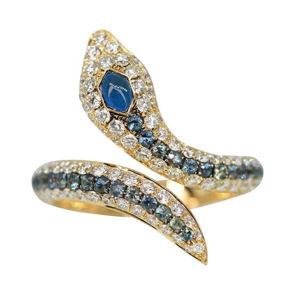 Signature Sapphire and Diamond Serpent Ring Bespoke Fine Jewelry Ltd