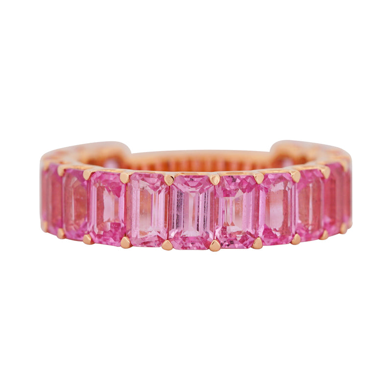 Pink Sapphire Emerald Cut 3/4 Ring