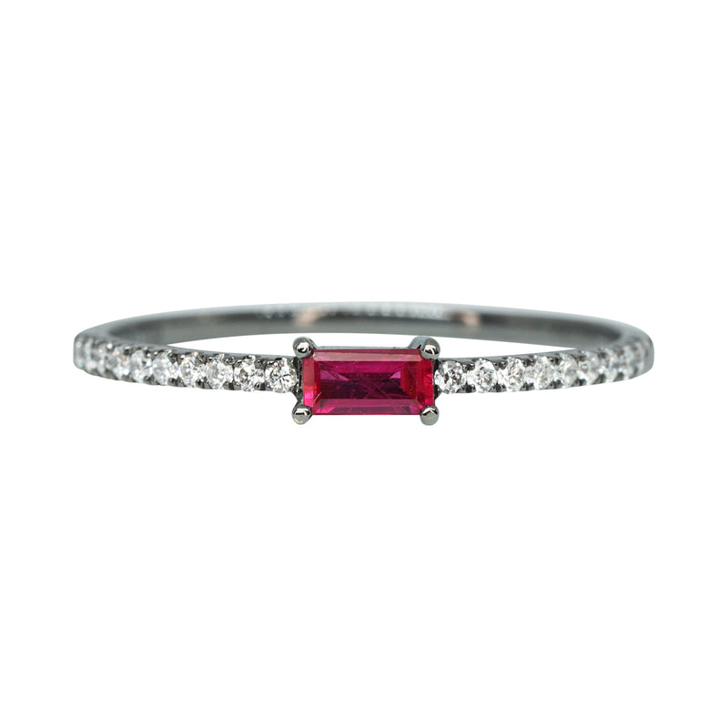 Ruby & Diamond Baguette Stack Ring
