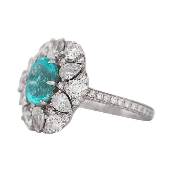Neon Blue Paraiba Tourmaline & Diamond Ring