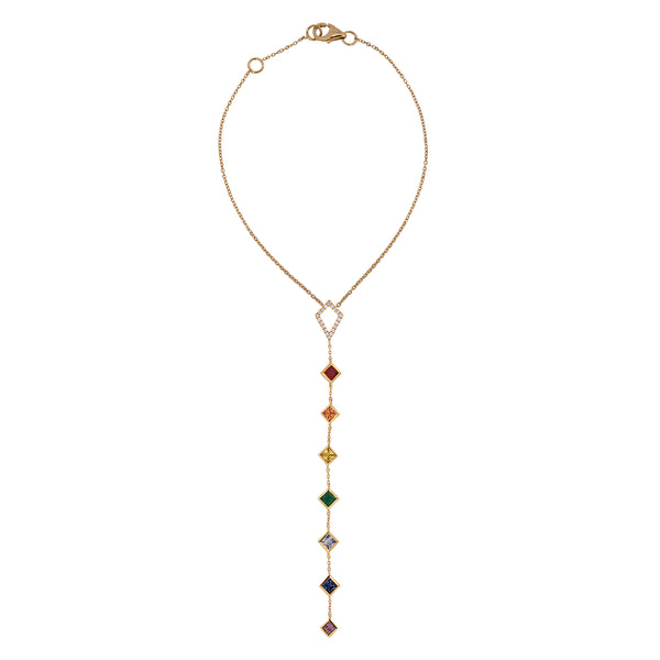 Chakra Princess Rainbow Sapphire Lariat Necklace