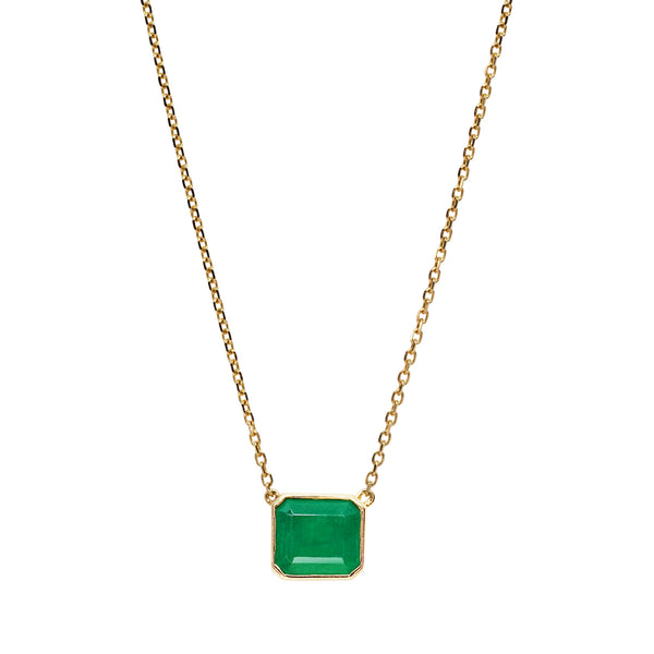 Bezel-set Emerald Solitaire Pendant