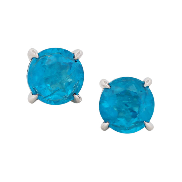 Neon Blue Apatite Stud Earrings – Bespoke Fine Jewelry Ltd