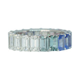 Signature Yin Yang Rainbow Sapphire And Diamond Emerald Cut Eternity Ring