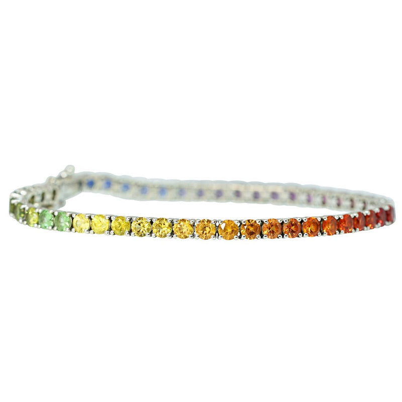 Round Brilliant Rainbow Sapphire Tennis Bracelet