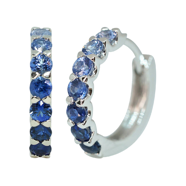 Ombre Blue Sapphire Huggie Earrings