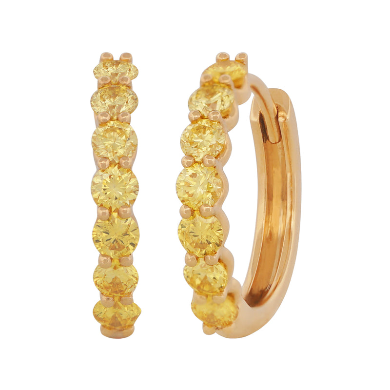 Vivid Yellow Diamond Huggie Earrings